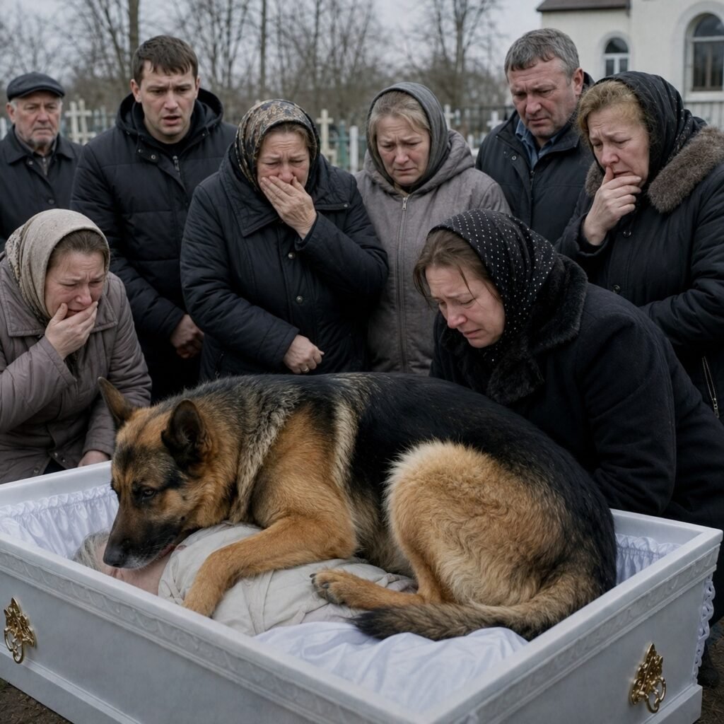 Собака не отходила от гроба девочки, а когда крышку открыли — все замерли. То, что скрывал пёс, спасло ребёнка
