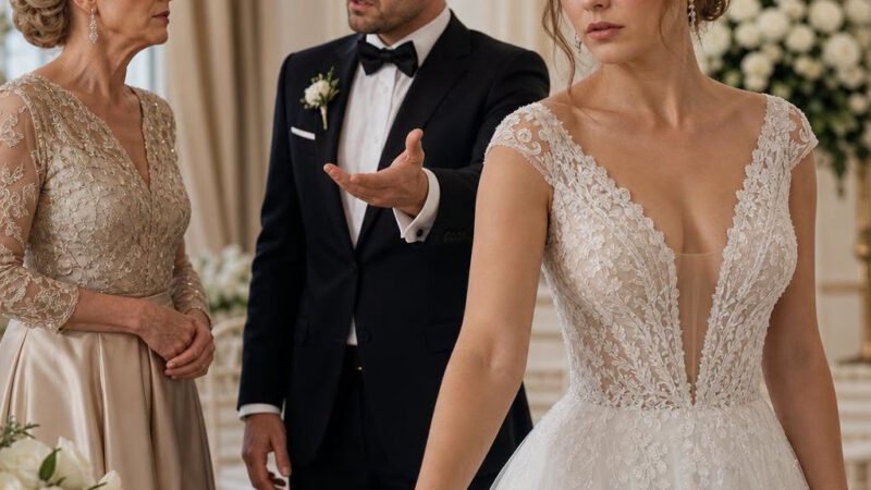 “Mom knows best,” the groom grumbled outside the registry office.