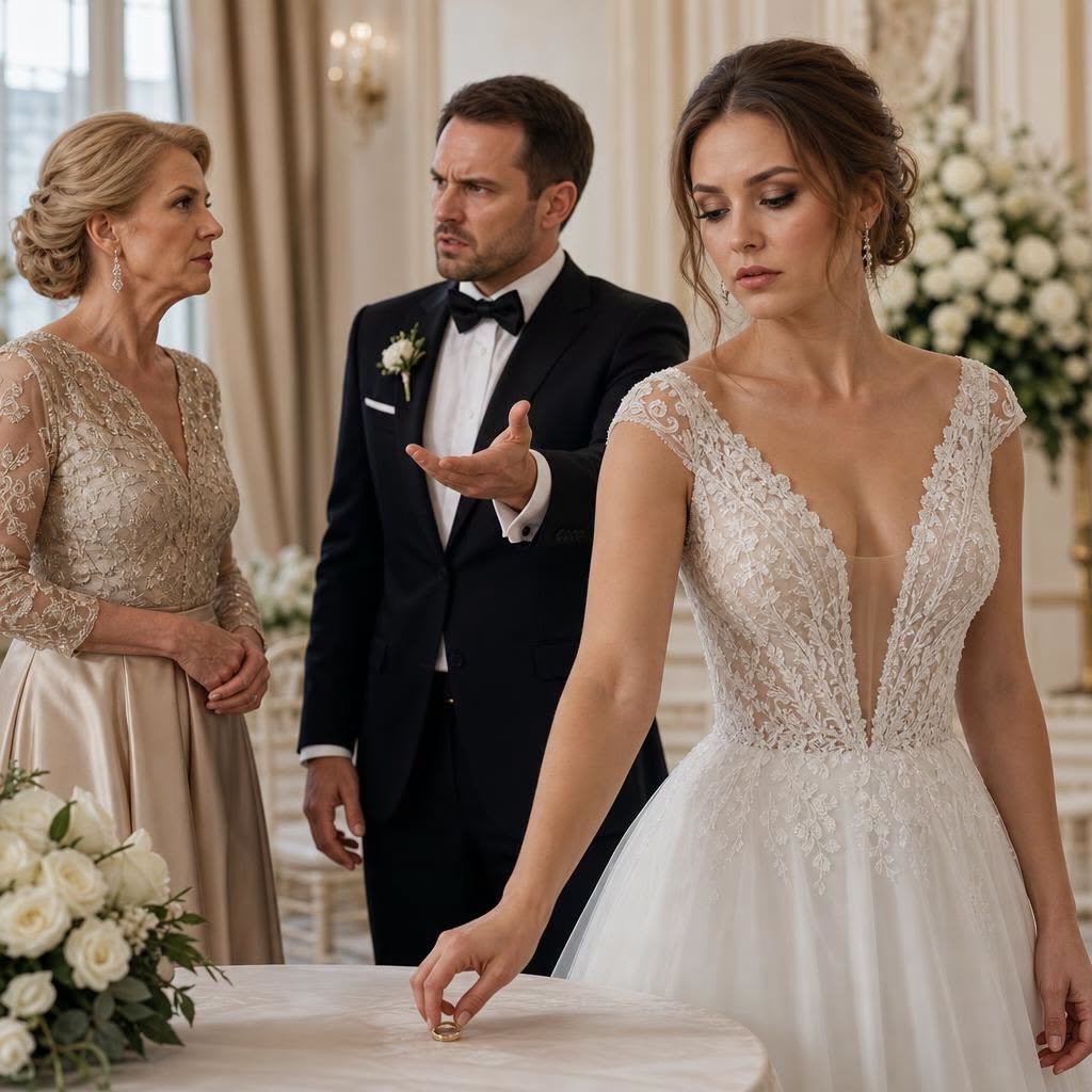 “Mom knows best,” the groom grumbled outside the registry office.